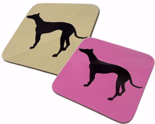 Greyhound Whippet Dog Silhouette Gloss Coaster