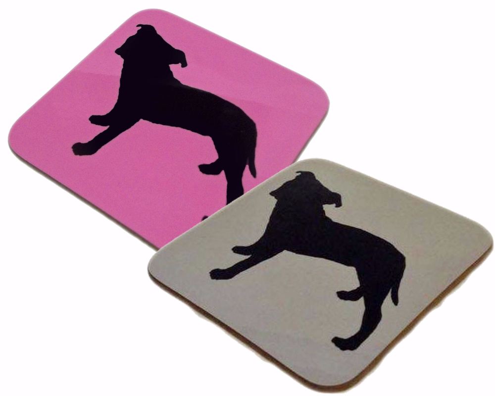 Staffordshire Bull Terrier Dog Silhouette Staffy Staffie Square Gloss Coast