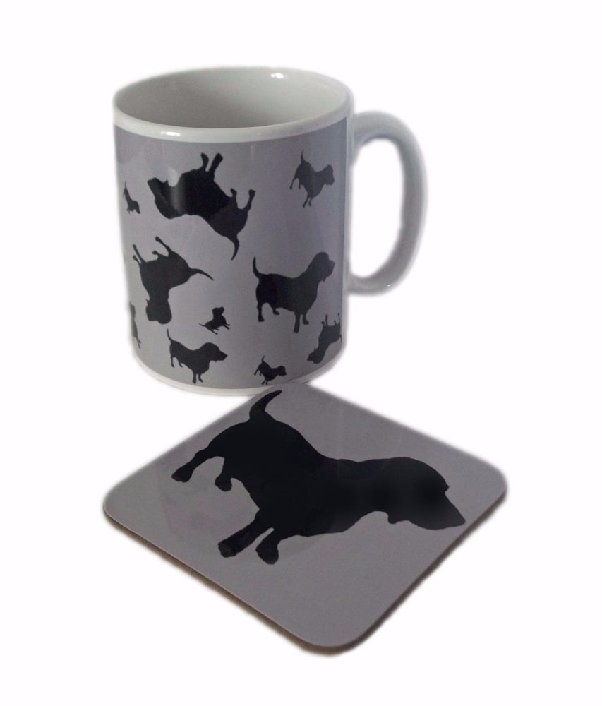 Basset Hound Dog Silhouette Bassethound Bassetthound Ceramic Mug And Sqaure