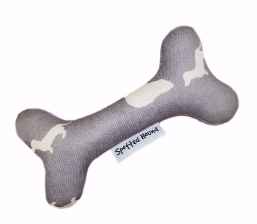Dachshund Dahks-hound Silhouette Breed Specific Plush Bone Dog Toy Grey