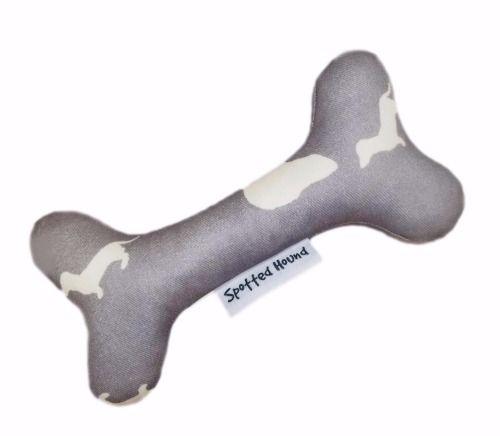 Dachshund Dahks-hound Silhouette Breed Specific Plush Bone Dog Toy Grey