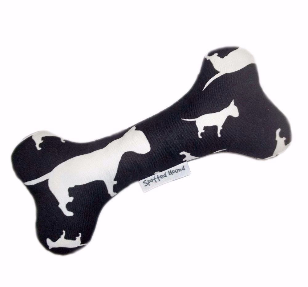 English Bull Terrier EBT Silhouette Breed Specific Plush Bone Dog Toy Black
