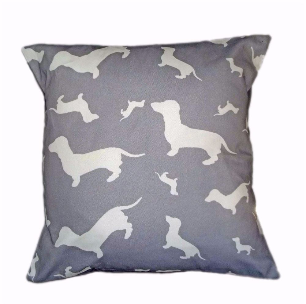 Dachshund Dahks-hound Silhouette Breed Specific Dog Cushion Grey