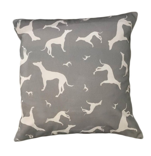 Greyhound Whippet Sighthound Silhouette Dog Cushion Grey