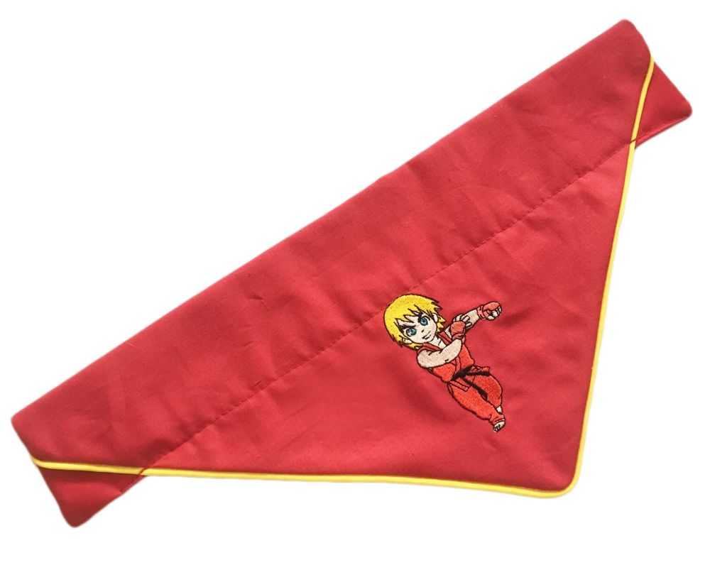 Official Street Fighter Embroidered Piped Edge Chibi Pocketfighter Ken Arca