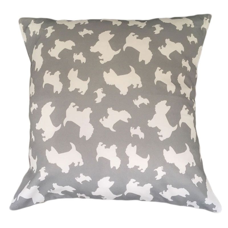 West Highland Terrier Westie Dog Cushion Breed Silhouette Grey