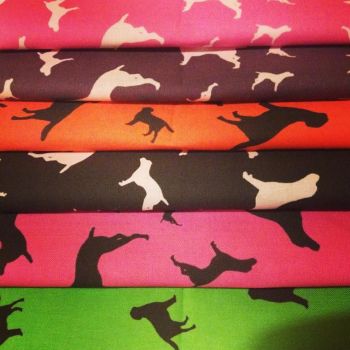 Fat Quarter Bundle Of Four Colours Dog Silhouette ZukieStyle Designer Cotton Fabric 