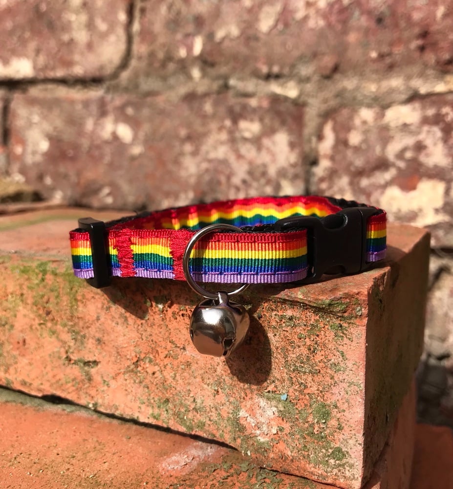 Rainbow pride LGBT adjustable cat collar