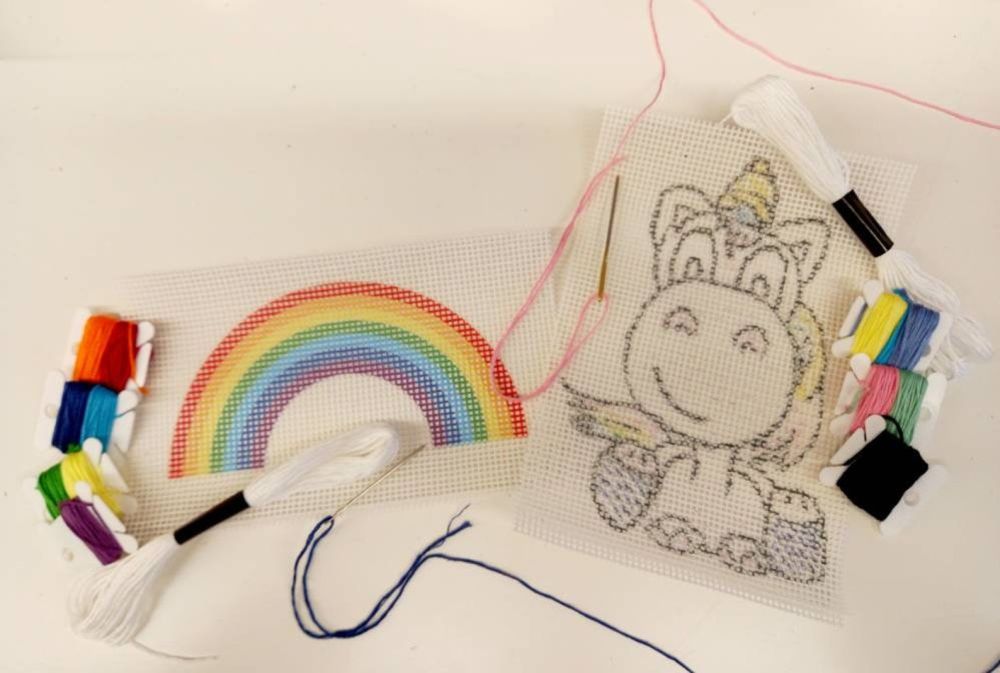 Childrens Rainbow Unicorn Cross Stitch Kit