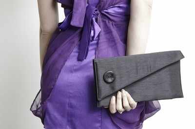 Oversized Skew Button Prom Clutch - Black