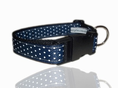 Blue And White Polka Dot Dog Collar