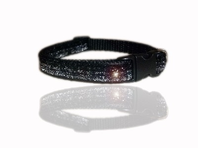 stardust black silver glitter ribbon dog collar