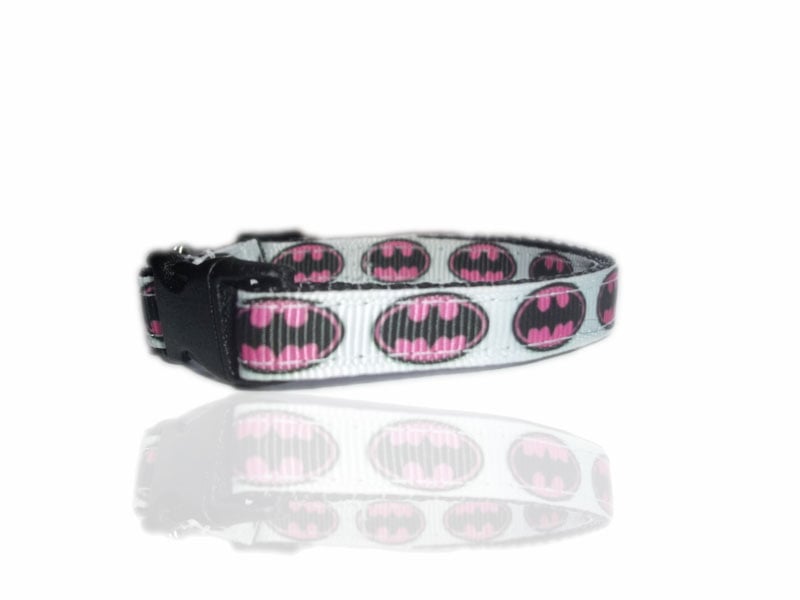 Batman Pawed Crusader Small Dog Puppy Collar Pink