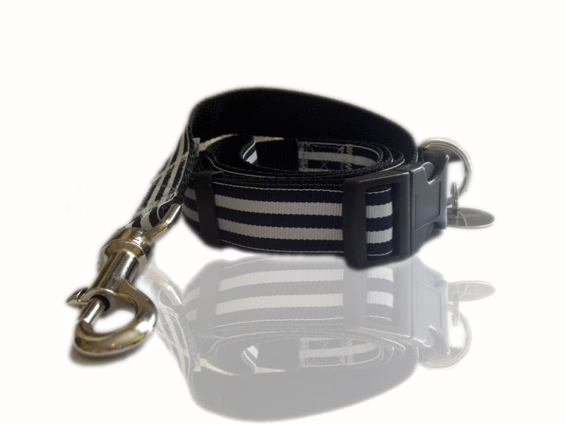 Nautical Sailor Stripe Dog Collar And Lead Set
