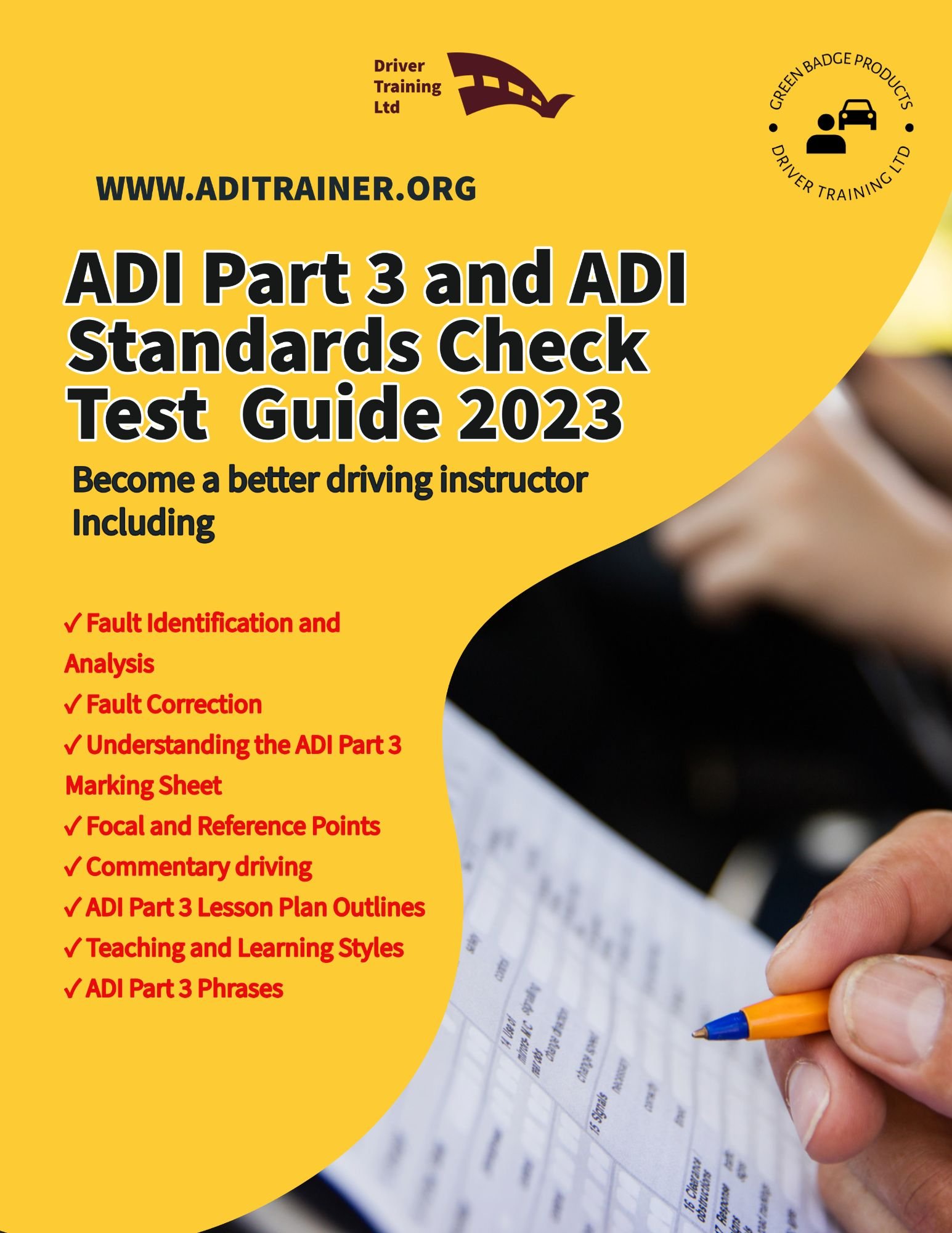 adi standards checkThis complete guide gives you the confidence and knowledge you need to become a better teacher and provide your students with a thorough understanding of all subjects.  * 80 Pages - Quality printed on glossy 120gsm paper.  Each subject is comprehensively covered including understanding the marking sheet, fault identification, Fault Analysis and Pupil Reference Points.  The thicker covers ensure durability and ease of usetest guide