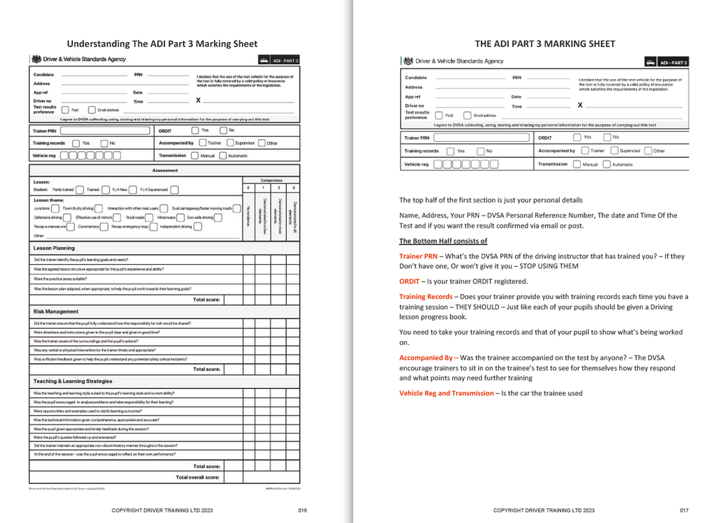 Understanding the ADI Part 3 and ADI Standards Check Test Marking sheet is one of the keys to being more confident when taking the assessment.  The more you understand what the DVSA is looking for, the more you can build your teaching on using those principles in your day to day teaching of students.  This not only helps you to become a better teacher, but also involves your pupils more in the process of learning to drive.