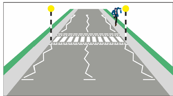 Anticipation and Planning Tips for the Driving Test  Pedestrian crossings â€“ traffic light controlled pedestrian crossings that have pedestrians waiting as you approach are likely to change. Zebra crossings have people near them but you cant know if theyre going to cross until the last second. Keep a look out for waiting pedestrians well ahead of your position, as you get closer, you may see them look for traffic or start to head towards the crossing.      Parked cars â€“ anticipate having to give way to oncoming vehicles if the