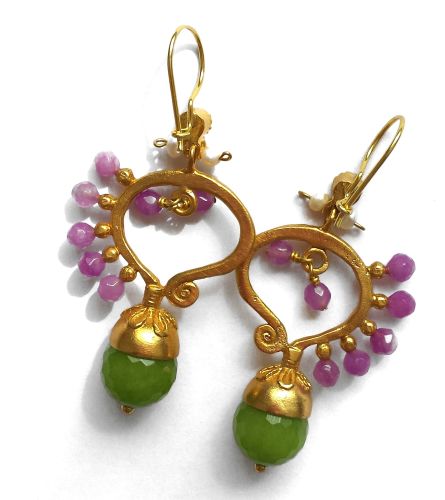 Safari Earrings Purple and Green Agate