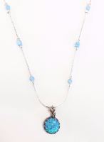 Silver chain with & pendant with square opal - Aviv