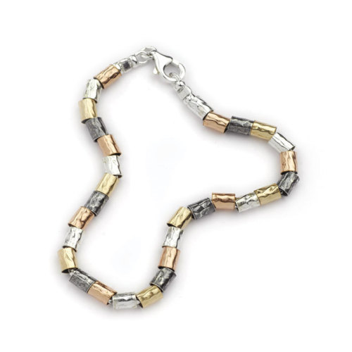 Bracelet 9K gold beads with Silver beads - Aviv