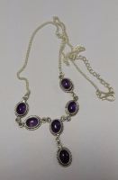 Amethyst purple stone silver necklace  (AM30)