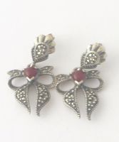 Carnelian silver earrings Bow design  (CBOW01)