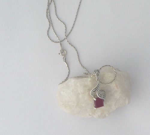 Carnelian silver Square Pendant  