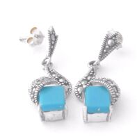 Turquoise Silver Earrings - Square (T02E)