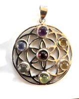 Chakra Surya Stone Silver Pendant
