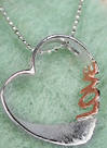 Silver & Brass Heart Pendant & Silver Chain  (SB0008)