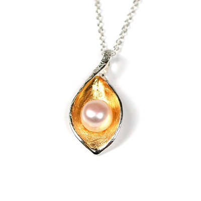 Silver & Gold Necklace with Pearls (G0021)