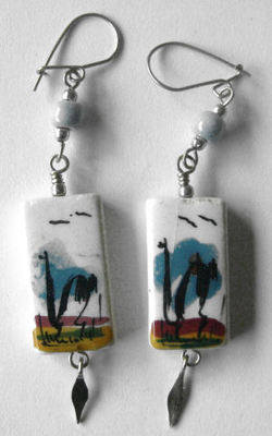 Earrings from Peru - Hand painted ceramic - PO6