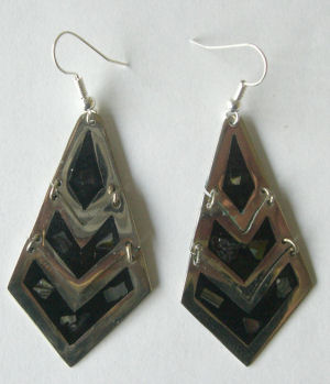 Mexican earrings Silver with inlaid abalone MEX22