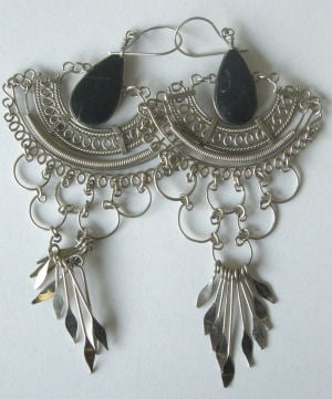 Mexican earrings Silver with Stone -  MEX07