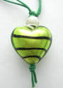Green heart pendant Murano lampwork (M-Heart-021P)