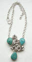 Turquoise silver flower Necklace Blue (TP03)