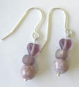 Lilac Pink heart Silver Earrings