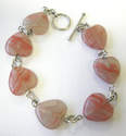 Heart  Silver Bracelet Red pink Beads (PHB206)