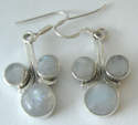Moonstone pearly white stone silver earrings  (ME04)