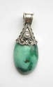 Blue Green turquoise silver pendant with Pearl (TPP01)