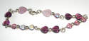 Heart  Silver Bracelet Lilac Glass Beads  (HsB207)