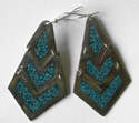 Mexican earrings Silver with crushed Turquoise (MEX23)