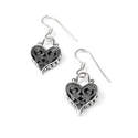 Silver Heart Earrings with pattern (PS0084) POM