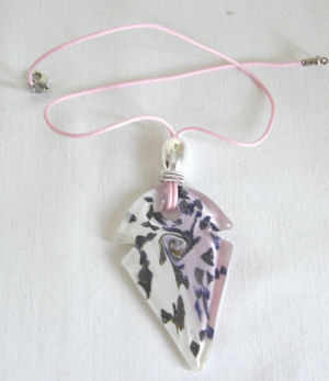 Pink & white murano glass pendant (M-Rh-639P)