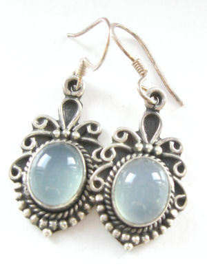 Moonstone  fancy silver earrings (ME15)