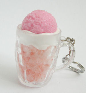 Pink Ice Cream in a glass  key ring / fob