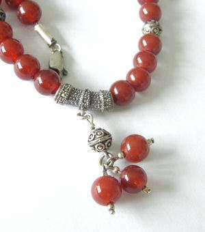 Carnelian Bead Necklace with silver (Car002P)