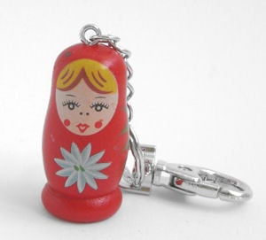 Matrushka Doll key fob / ring Red