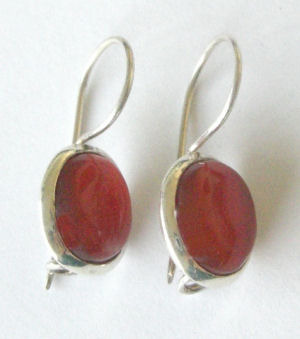 Carnelian & Silver Earrings from India (Ind001)