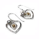 Silver Heart Earrings  with Gold &  Pearls - POM (SB0064)